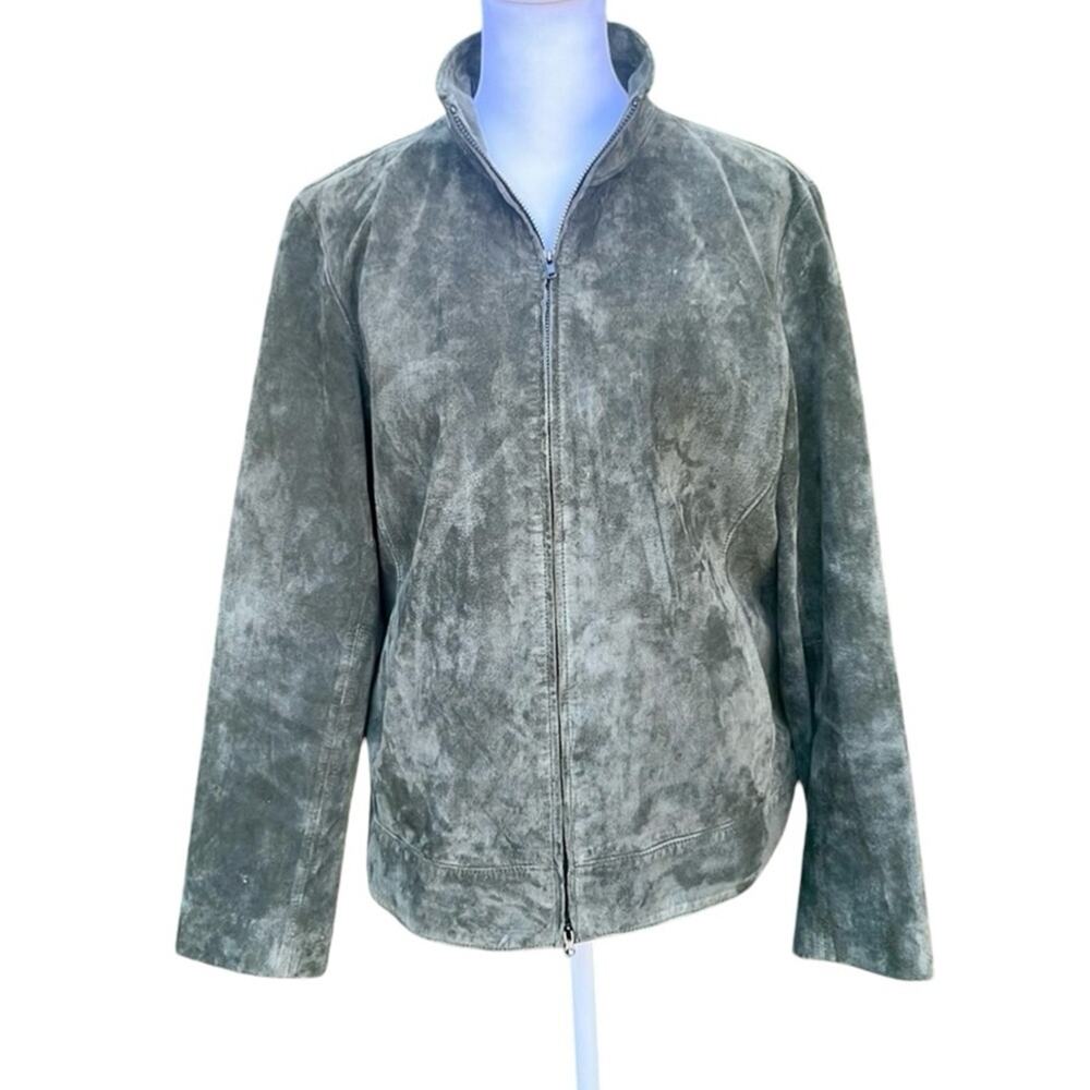 Josephine Chaus Green Suede Leather Jacket Size S
